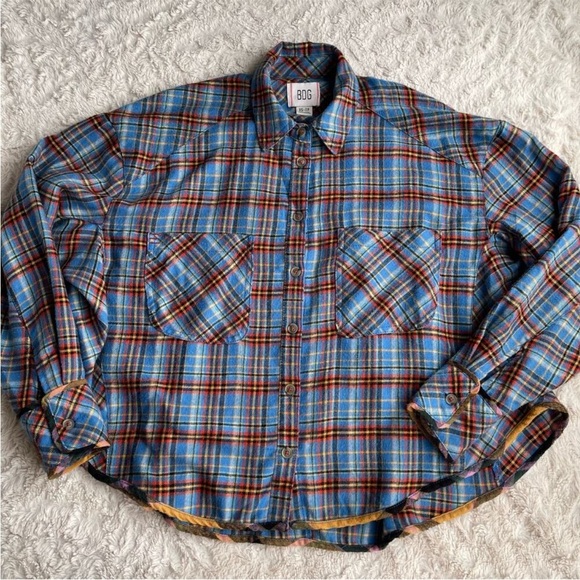 Urban Outfitters Women’s Oversized BDG Karl Cropped Plaid Flannel Shirt Top XS - Picture 11 of 16